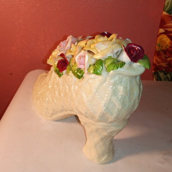 Fancy Ladies WHITE 8" Dress Shoe - Dresser Decor with PURPLE & PINK FLOWERS - Picture 8 of 11